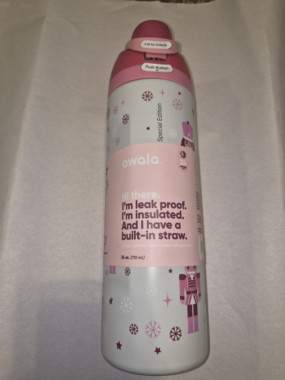 Owala FreeSip Insulated Stainless Steel Water Bottle Straw 24 oz  NutCracker
